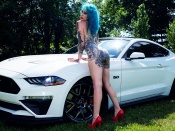 Hot ass nude babe and Mustang